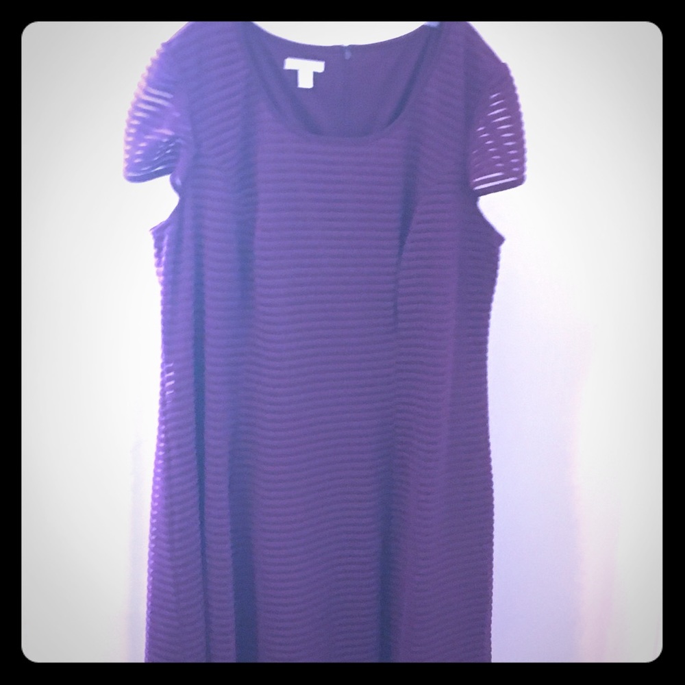 Burgundy Sheer Ribbed Cap-sleeve Dress -Plus Size